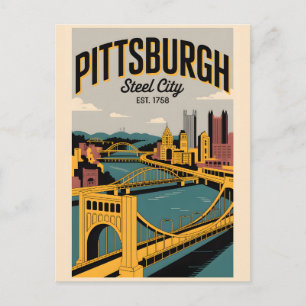 Vintage Pittsburgh Pennsylvania Steel City Retro  Postkarte