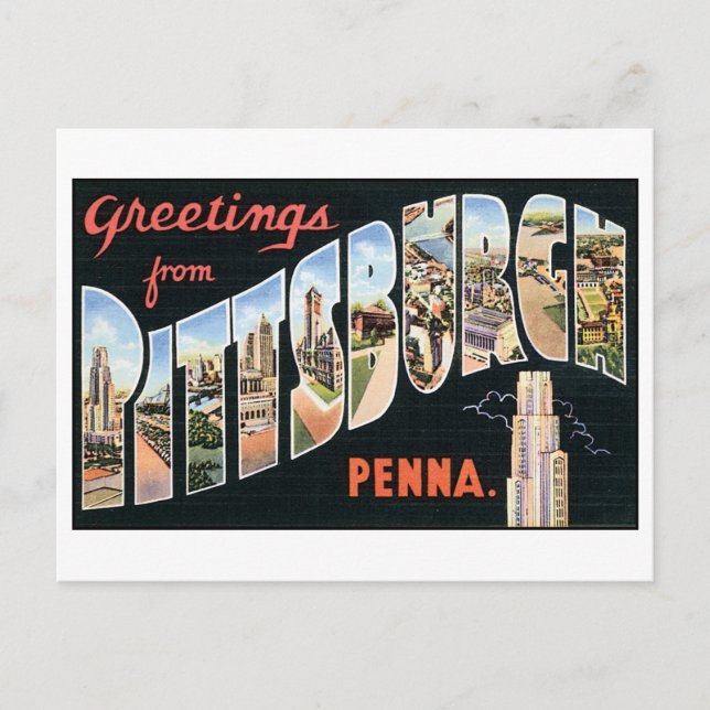 Vintage Pittsburgh Postkarte (Vorderseite)