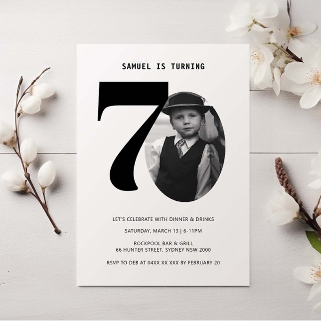 Vintage Plaid 70th Birthday Photo Invitation (Créateur téléchargé)