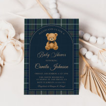 Vintage Plaid Teddy Bear Luxury Baby Shower