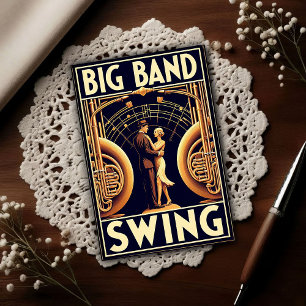 Vintage-Plakat für Big Band Swing-Tanz Postkarte