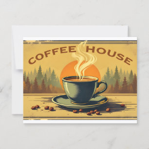 Vintage-Plakat für ein Kaffeehaus Postkarte