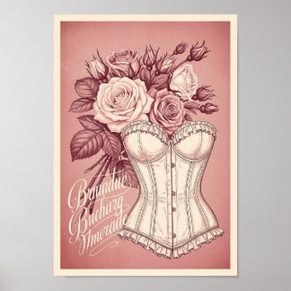 Vintage-Plakat Rosa Rosen-Korsett-Druck Poster