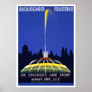 Vintage-Plakat von 1939, Springbrunnen Buckingham Poster