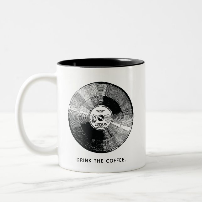 Vintage Plattenmusik Zweifarbige Tasse (Links)