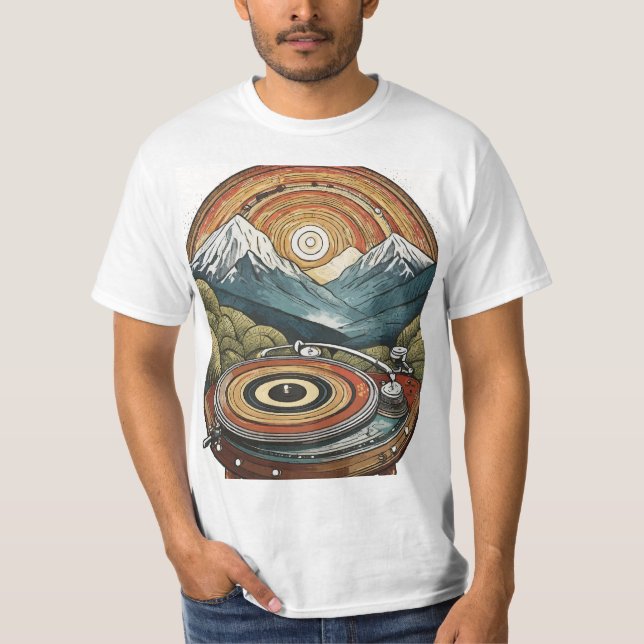 Vintage Plattenspieler T-Shirt (Vorderseite)