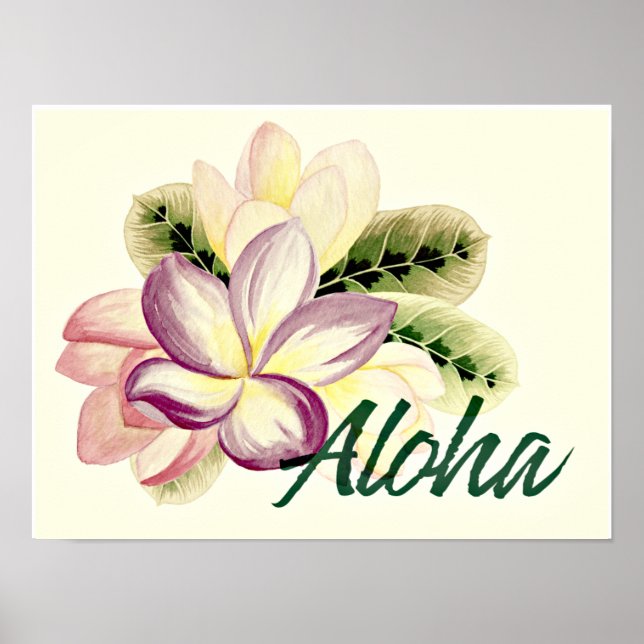 Vintage Plumeria Aloha  Poster (Vorne)