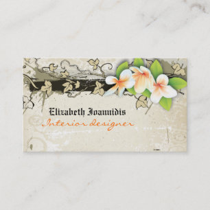 Vintage-Plumeria Inneneinrichter Geschäftskarte Visitenkarte
