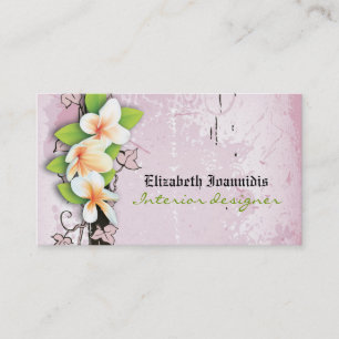 Vintage Plumeria Interior Designer Visitenkarte