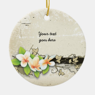 Vintage-Plumerie und Efeu-Grunge-Ornament nach Maß Keramik Ornament