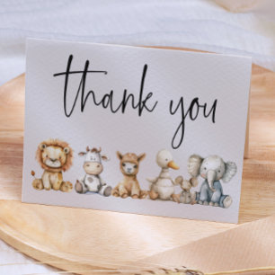 Vintage Plüsch-Nursery-Tiere Baby Shower Dankeskarte