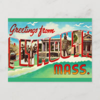 Vintage Plymouth MA Postkarte