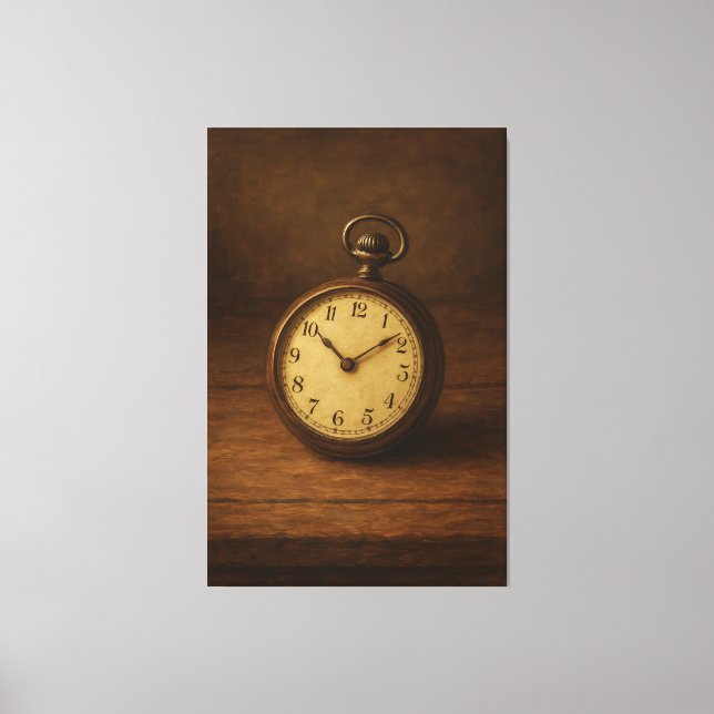 Vintage Pocket Watch-Malerei Leinwanddruck (Vorderseite)