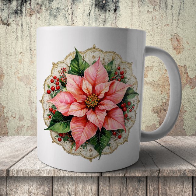 Vintage Poinsettia Doily Kaffeetasse (Von Creator hochgeladen)