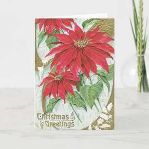 Vintage Poinsettia-Illustration Feiertagskarte