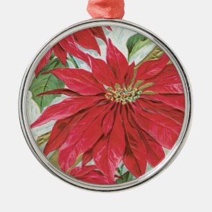 Vintage Poinsettia Silbernes Ornament