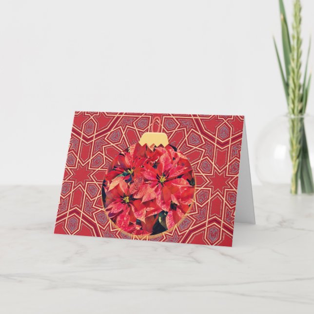 Vintage Poinsettia Weihnachtskarte Karte (Vorderseite)