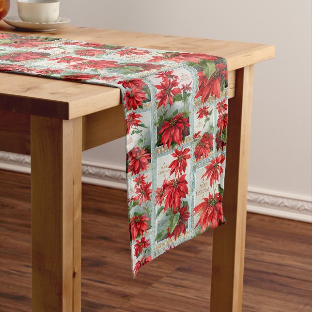 Vintage Poinsettias Großer Tischläufer (Beispiel)