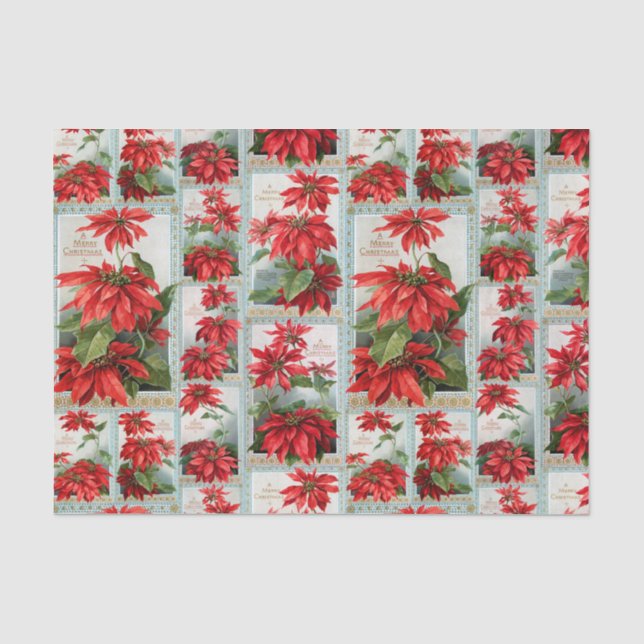 Vintage Poinsettias Seidenpapier (Vorderseite)