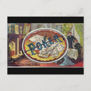 Vintage-Poker-Herren-Rauchzimmer-Glücksspiel Postkarte