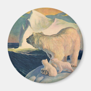 Vintage Polarbären auf Iceberg, frei lebendes arkt Magnet