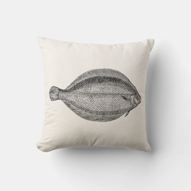 Vintage Pole-Scholle-Fisch-personalisierte Kissen (Vorderseite)