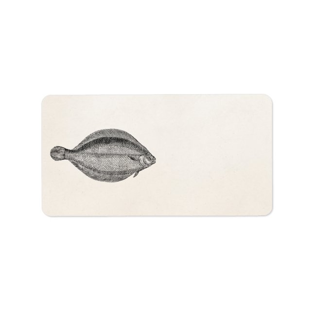 Vintage Polflunder Fische Personalisierte Vorlage Adressaufkleber (Vorne)