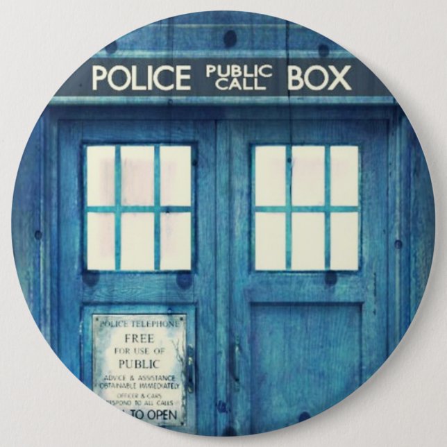 Vintage Polizei ruft allgemeinen Anruf-Kasten an Button (Vorderseite)