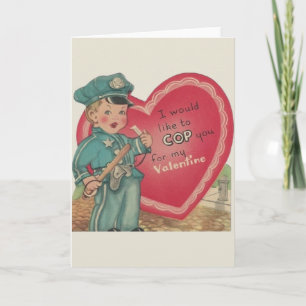 Vintage Polizeibeamtin Valentine Grußkarte Feiertagskarte