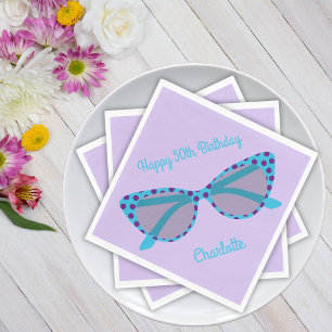 Vintage Polka Dot Cat-Eye Brille 50er Geburtstag Serviette