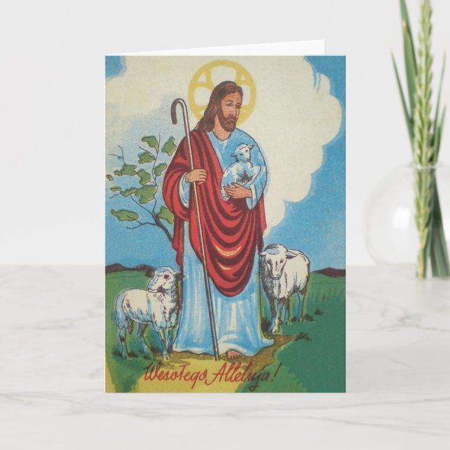 Vintage polnische Grußkarte zu Ostern Feiertagskarte (Vorderseite)