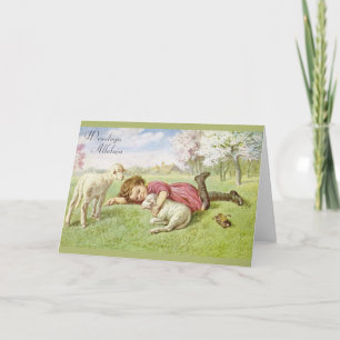 Vintage polnische Osterkarte Feiertagskarte