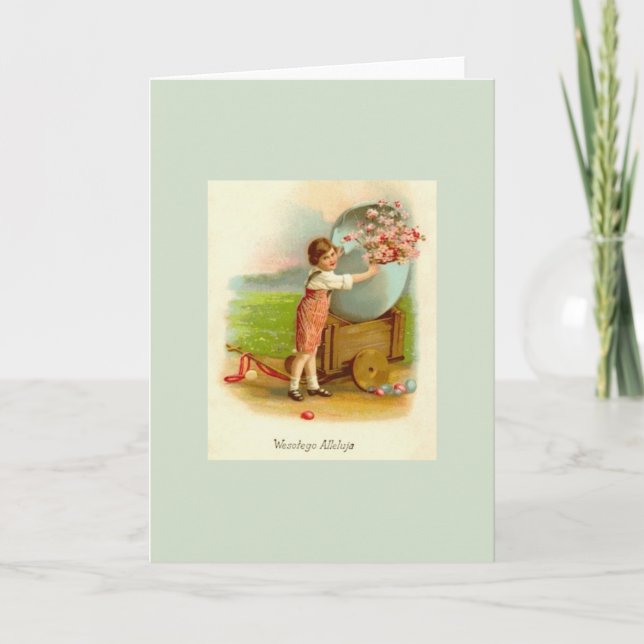 Vintage polnische Osterkarte Feiertagskarte (Vorderseite)