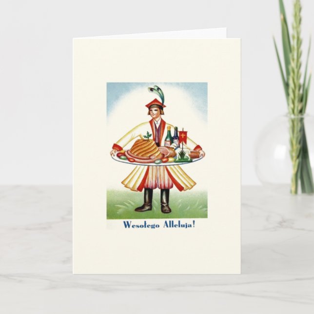 Vintage polnische Osterkarte Feiertagskarte (Vorderseite)