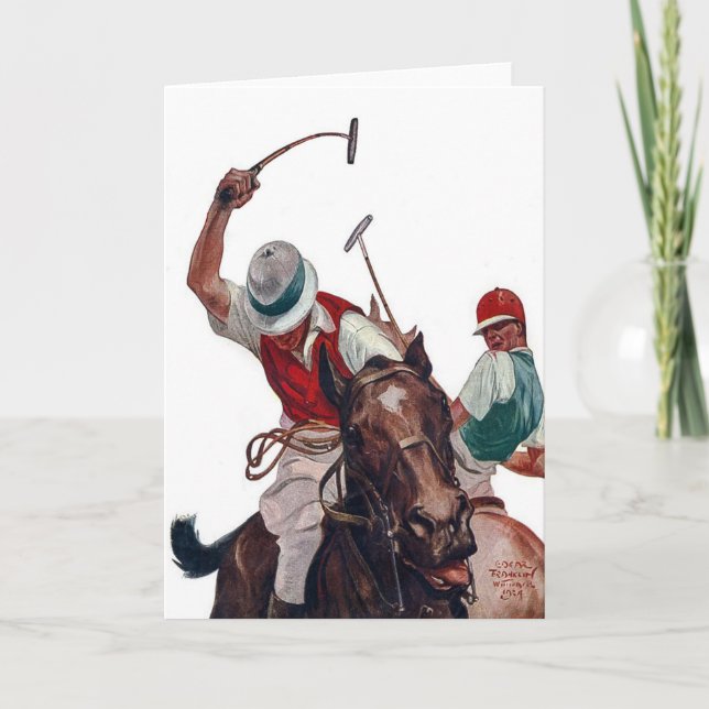 Vintage Polo-Grußkarte Feiertagskarte (Vorderseite)