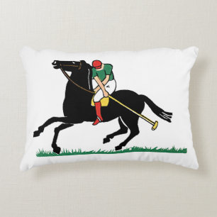 Vintage-Polospieler auf Pony Dekokissen