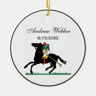 Vintage-Polospieler auf Pony Keramik Ornament