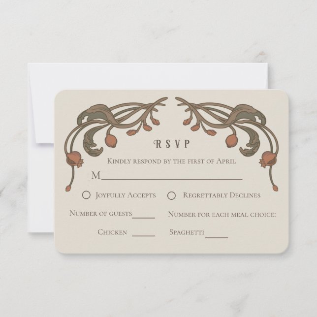 Vintage Pomegranate-RSVP-Karte RSVP Karte (Vorderseite)