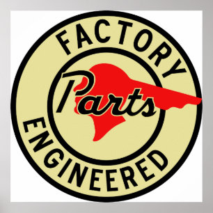 Vintage Pontiac-Fabrik zerteilt Zeichen Poster