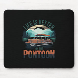 Vintage Pontoon Kapitän Pontoonboot Urlaub Sommer Mousepad