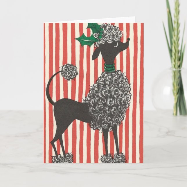 Vintage Poodle-Urlaubskarte Feiertagskarte (Vorderseite)