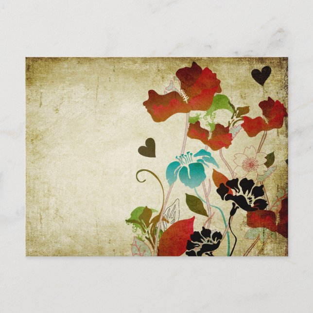 Vintage Poppies Postcard Postkarte (Vorderseite)