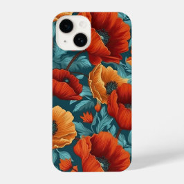 Vintage Poppy Floral Seamless Pattern iPhone 14 Hülle