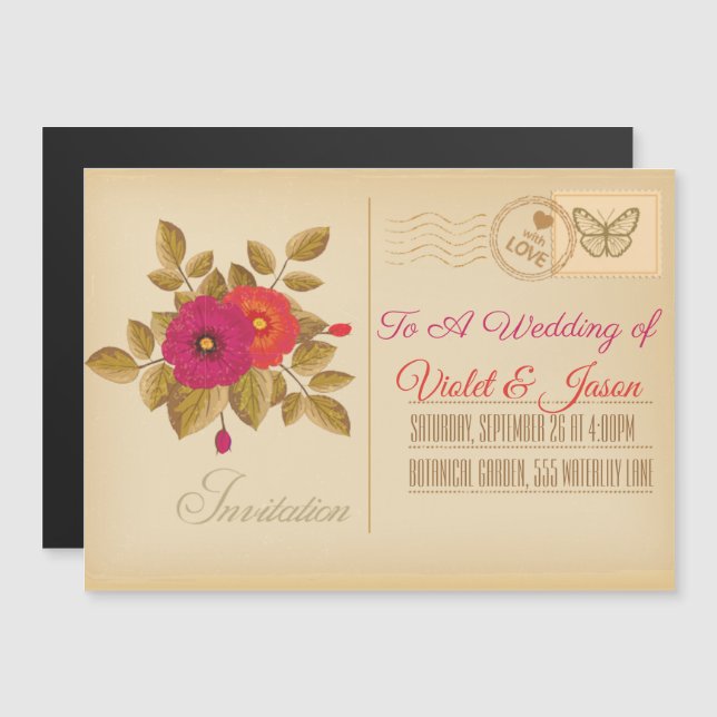 Vintage Portierung Magneteinladung (Vorne/Hinten)