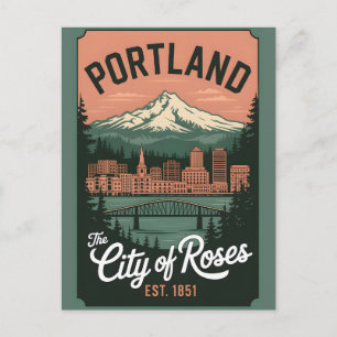 Vintage Portland Oregon Retro-Reise Feiertagspostkarte