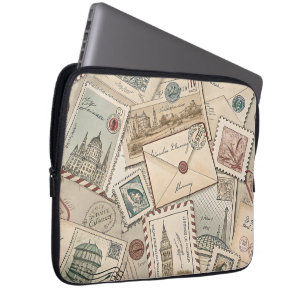Vintage Porto-Briefmarke - Notebookgehäuse Laptopschutzhülle