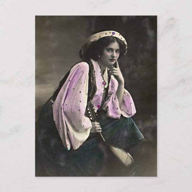 Vintage Portrait of a Gypsy Girl Postkarte (Vorderseite)
