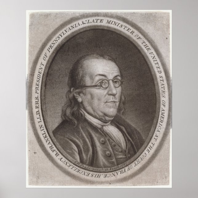 Vintage Portrait of Ben Franklin (1787) Poster (Vorne)
