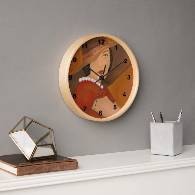 Vintage Portraitmalerei Uhr (Büro)