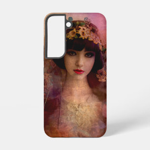 Vintage-Porträt einer schönen Frau in Rosa Samsung Galaxy Hülle